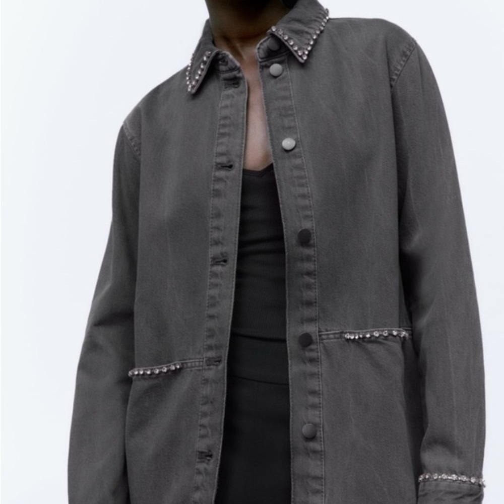 NEW. ZARA Gray Denim Jacket